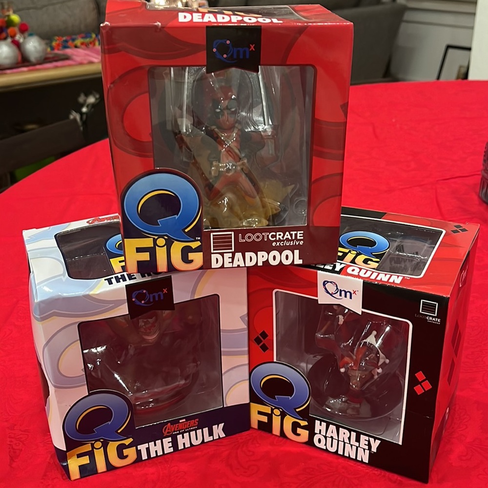QFig Collectibles by Qmx-The Hulk, Harley Quinn, Deadpool-All 3 bundled!